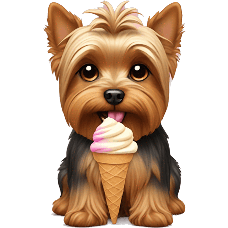 Yorkie holding ice cream emoji