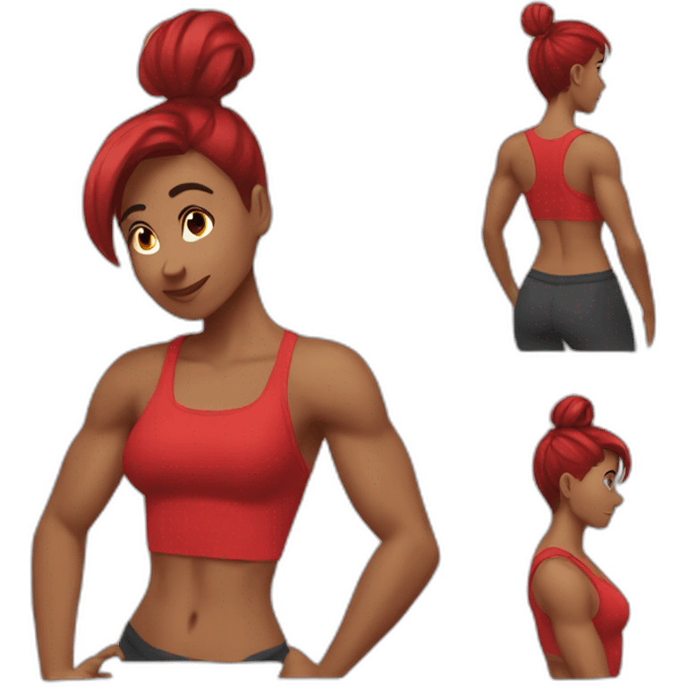 fit woman abs biceps red undercut emoji