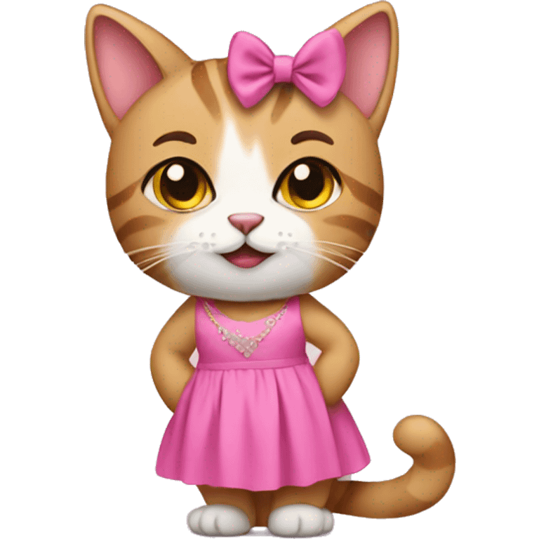 Cat wearing a pink dress emoji