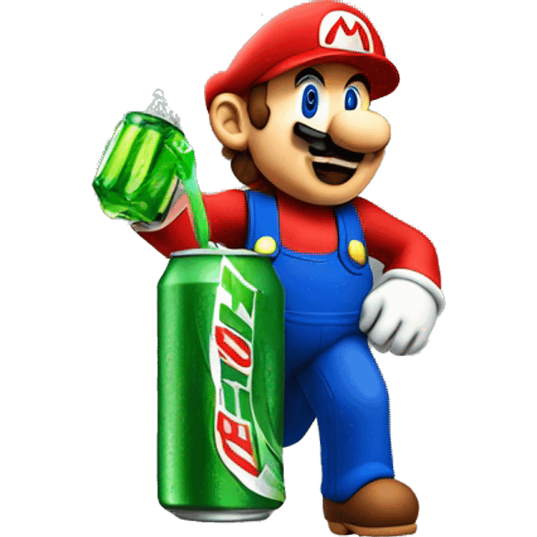 Mario holding a mtn dew emoji