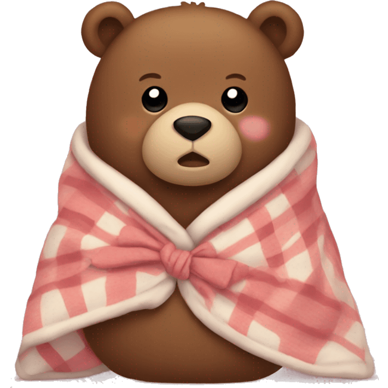 bear cozy in blanket with bow emoji