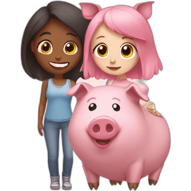 Sister and pig emoji