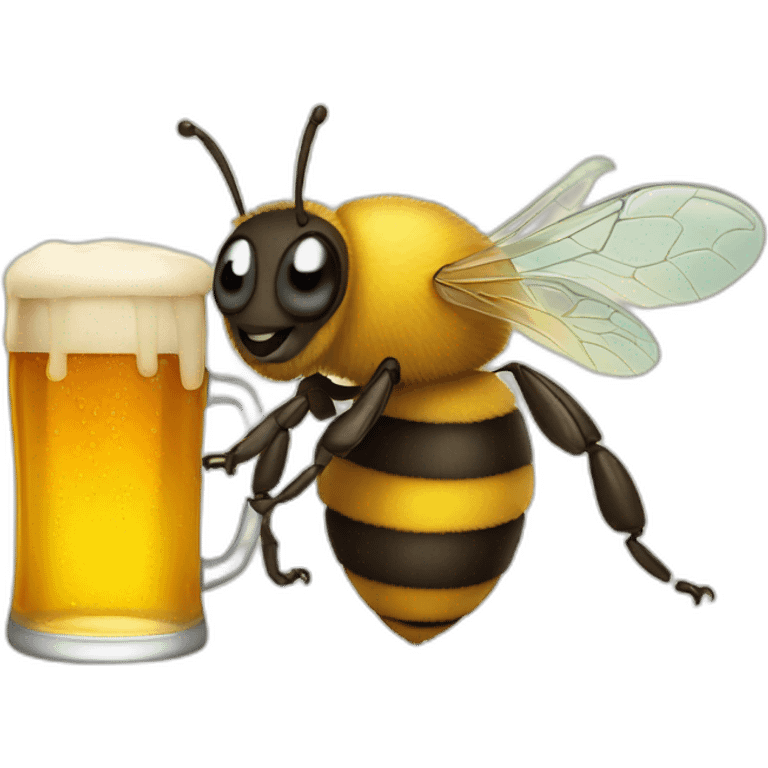 bee with beer emoji