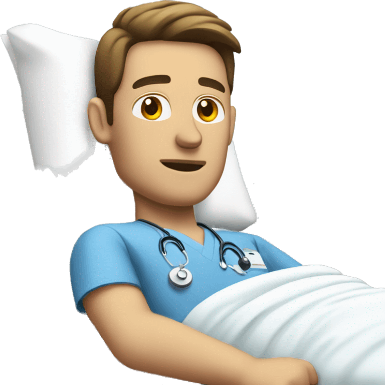 white male patient in hospital bed facing left emoji