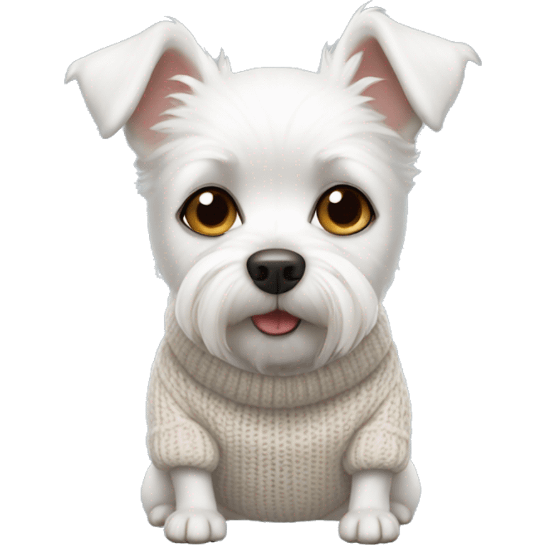 small white dog in a sweater emoji