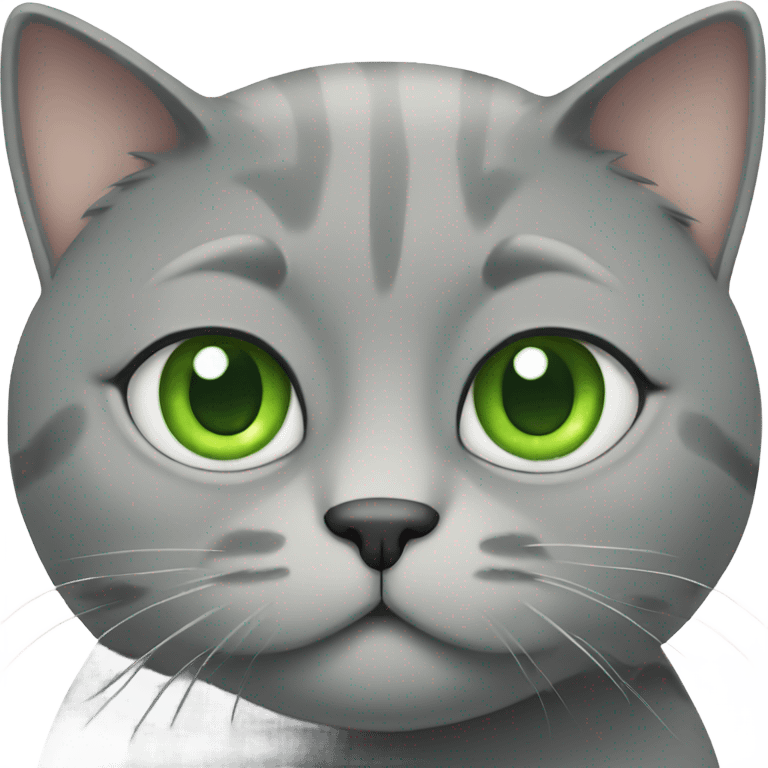 fat gray cat with green eyes emoji