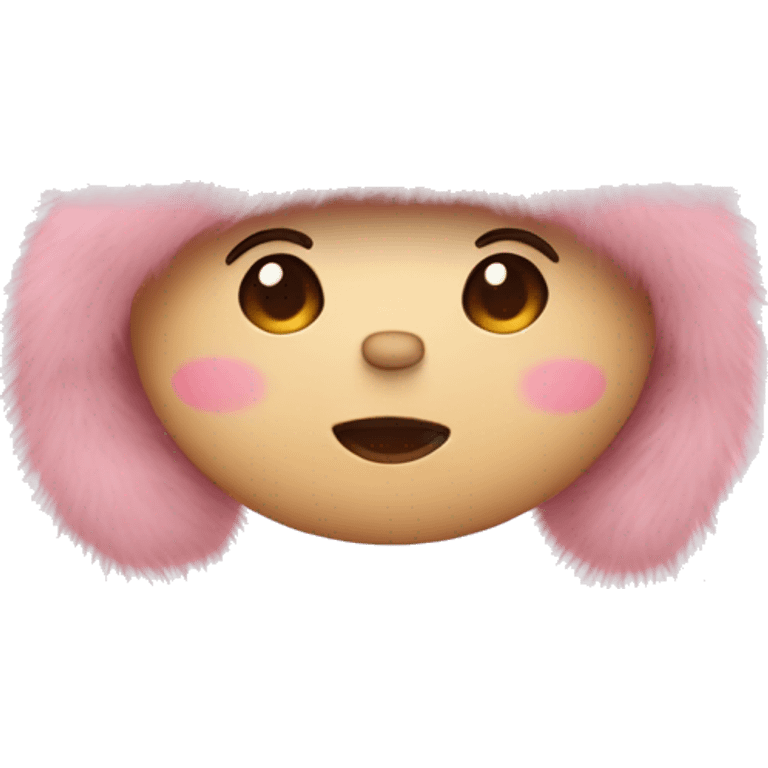 Cute pink fur hat for winter emoji