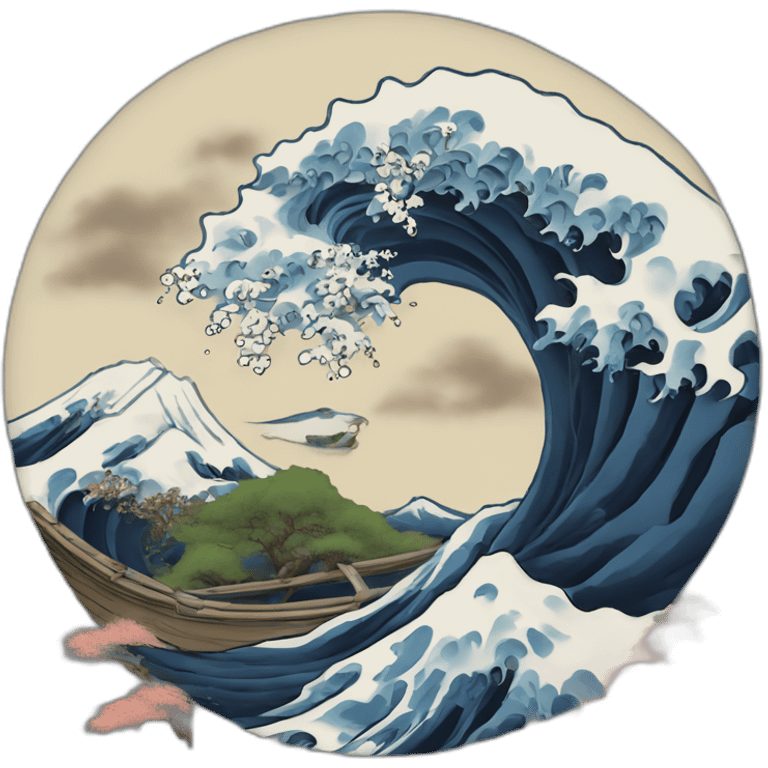 Hokusai in the style of Bob Ross emoji