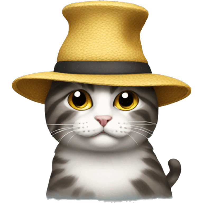 generate cat with a weird hat emoji