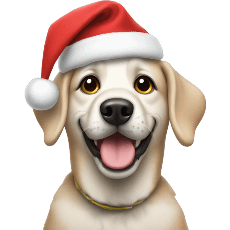 dog wearing a christmas hat emoji