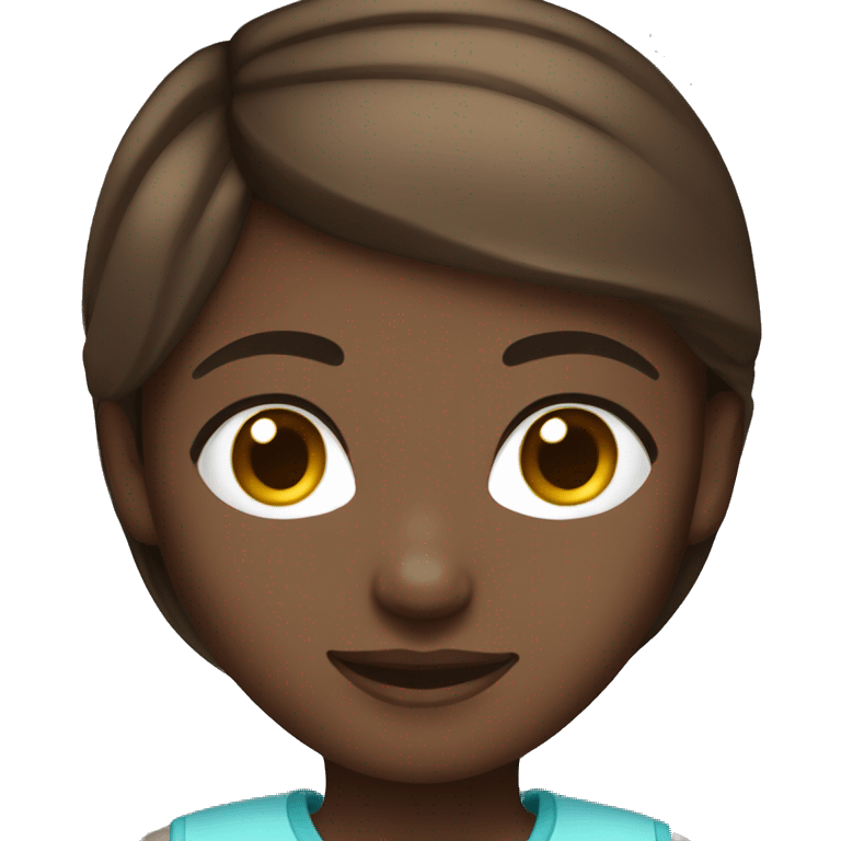 blue eyes light short straight brown hair and dark skin girl emoji