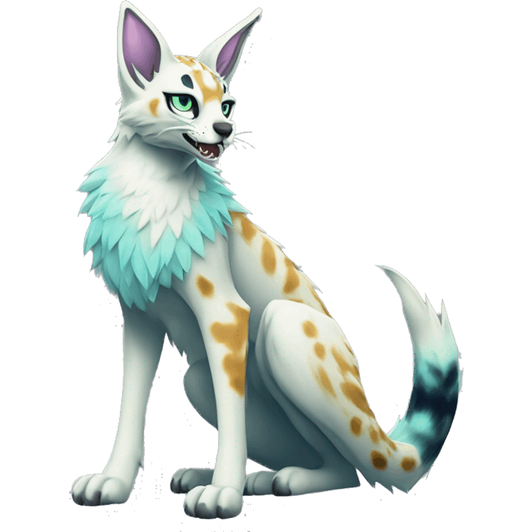 Epic Edgy Colorful ethereal eldritch Sergal-Serval-Fionbri full body emoji