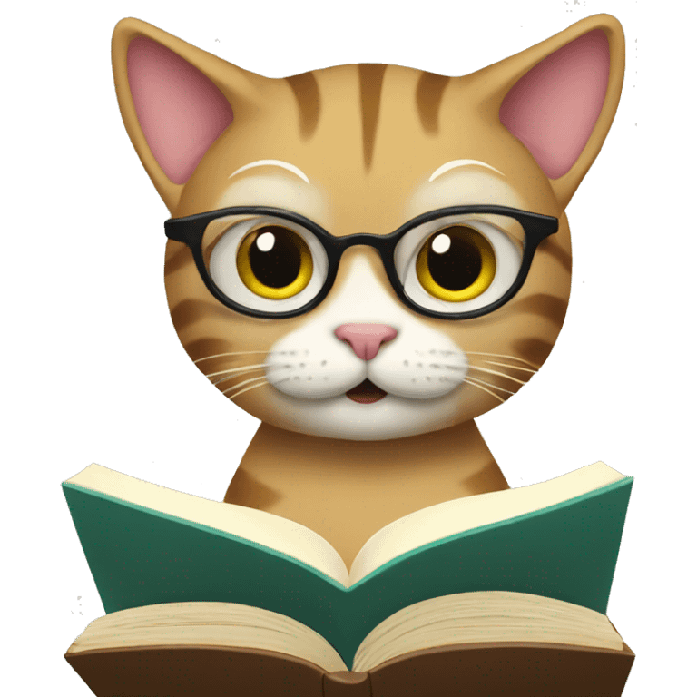 Cat reading a book emoji