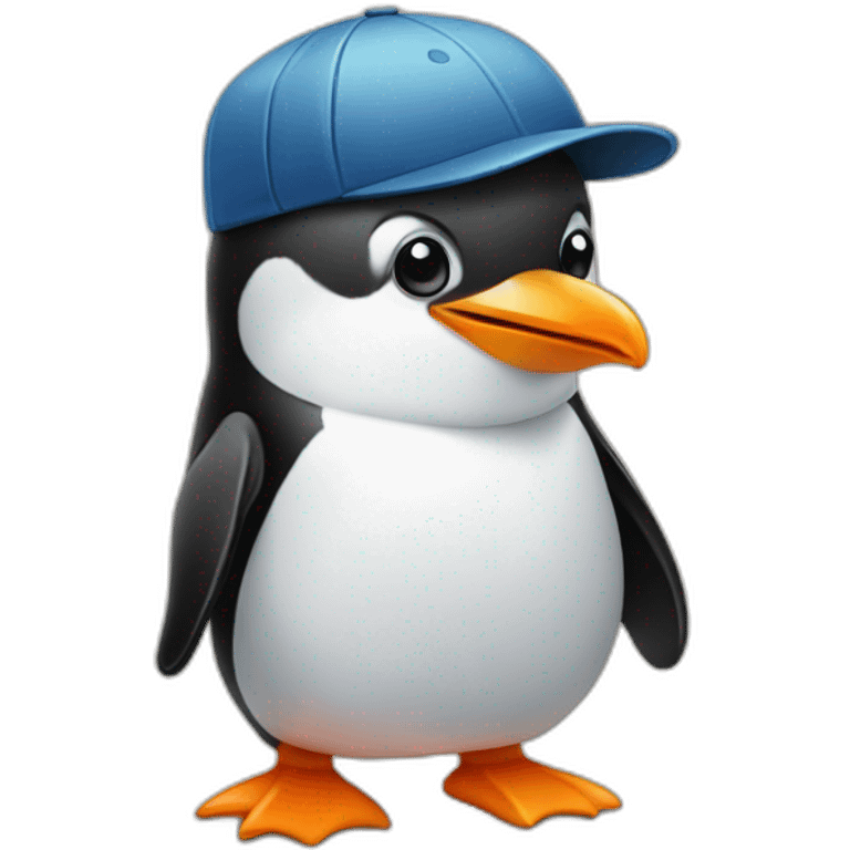 blushing penguin head with a flat cap emoji