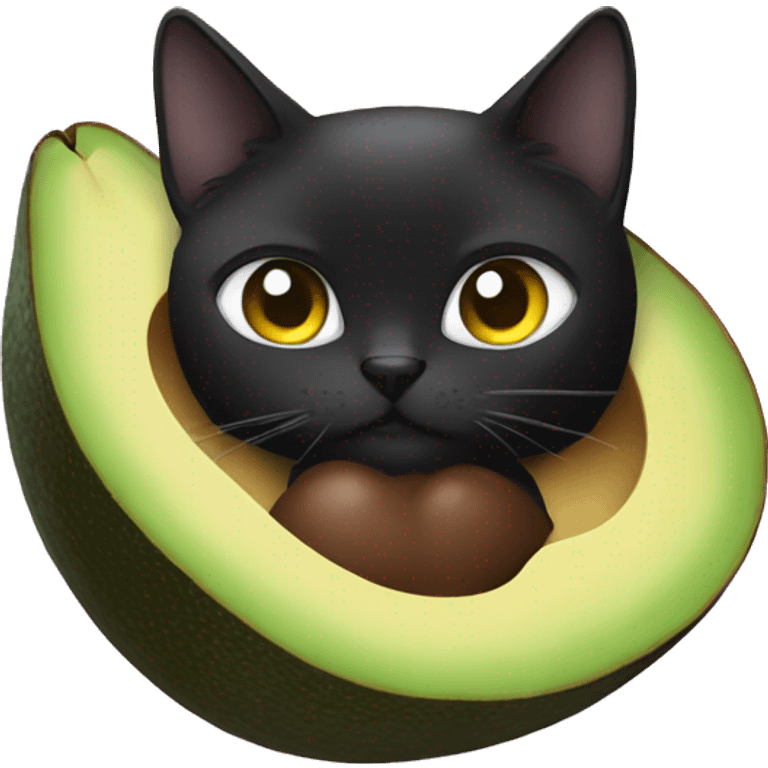 Black cat with avocado emoji