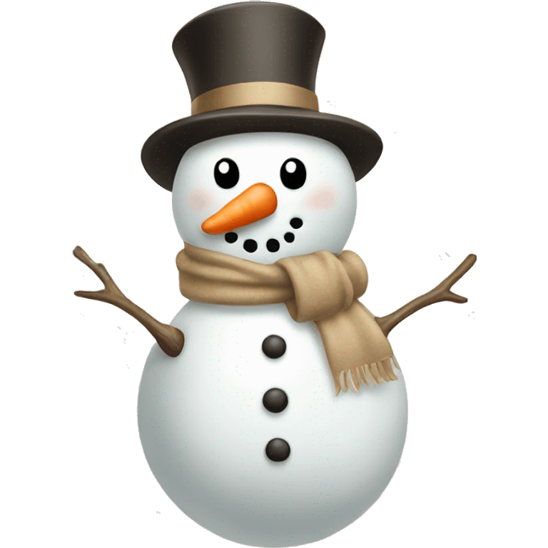 Snowman with a beige bow  emoji