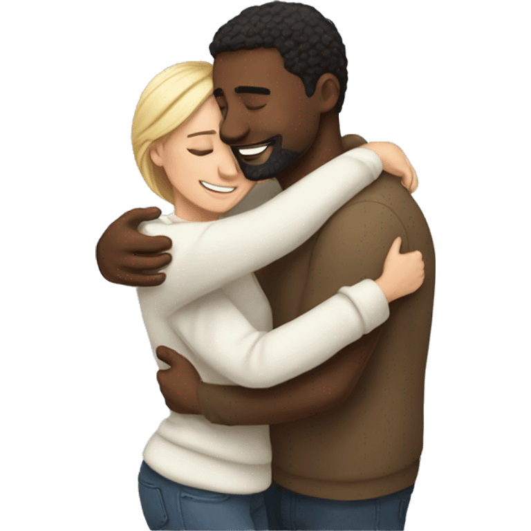 White Couple in love hug  emoji