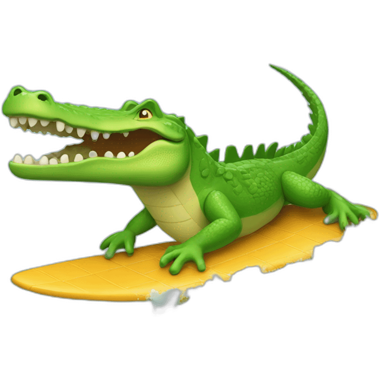 Crocodile surfing emoji