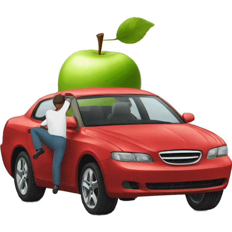 Apple Man diving a expensive car emoji