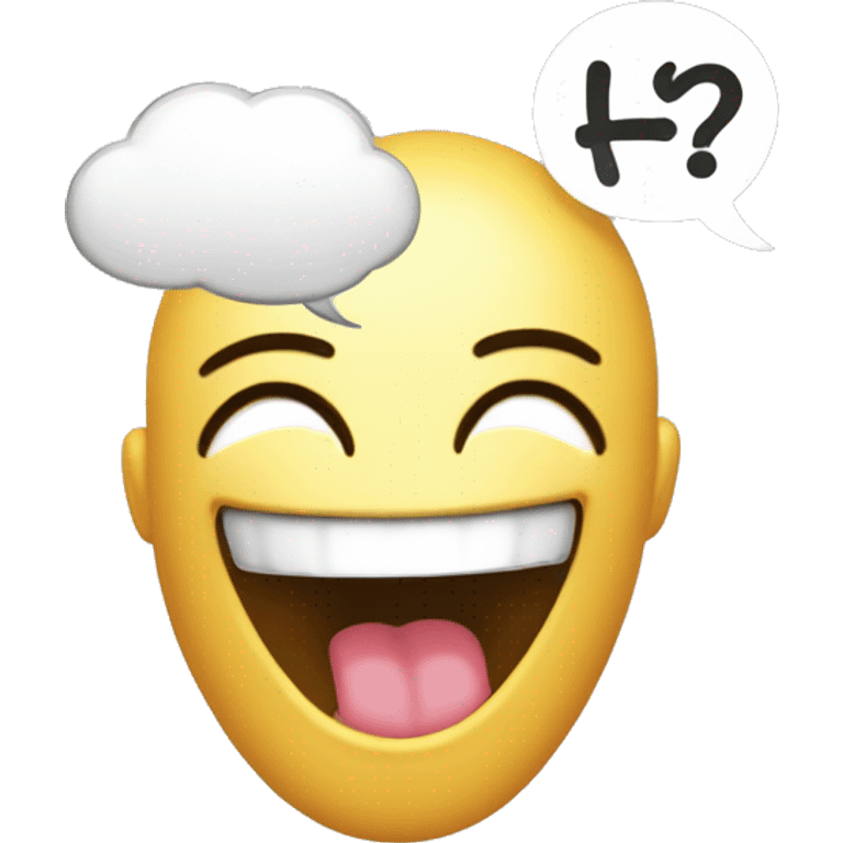 Laughing face with a thought bubble that says Hahaha emoji