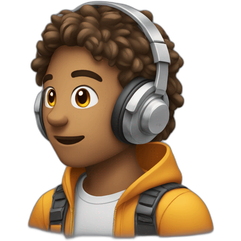 Gamer is wearing a headphones and playing games emoji