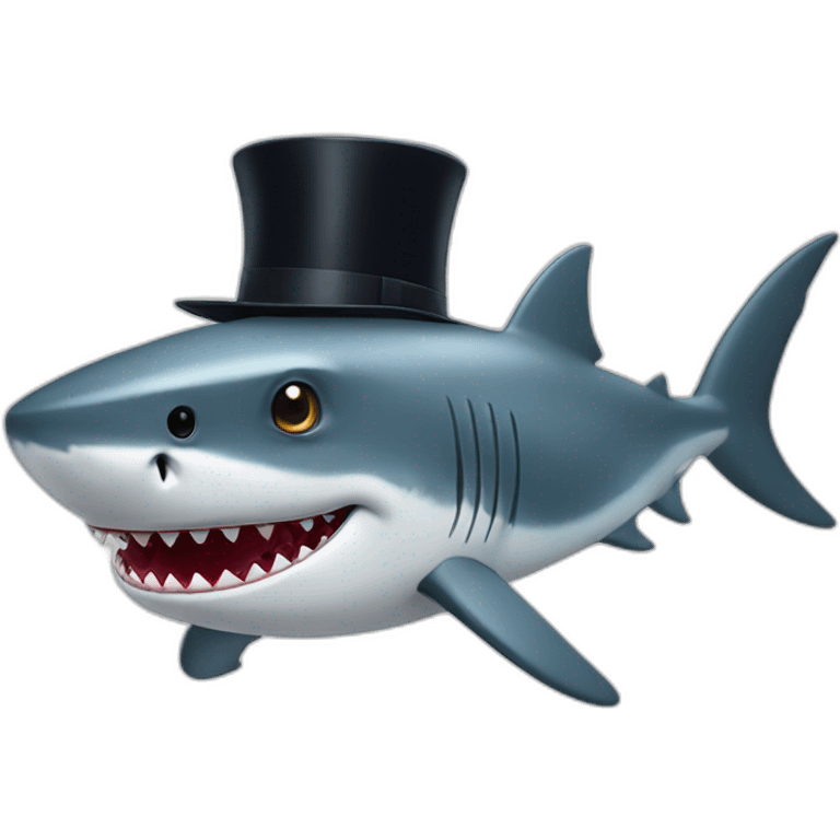 Shark with a top hat emoji