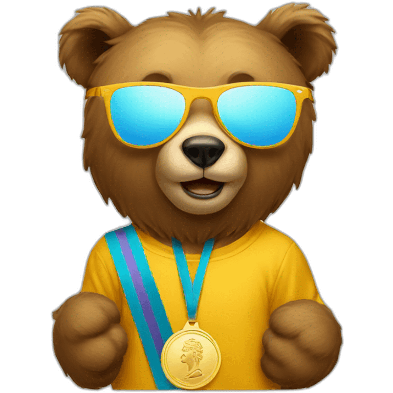 bear in sunglasses with gold medal emoji