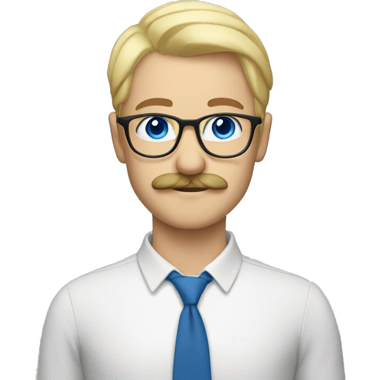 Blond, moustache, eyeglasses and blue eyes emoji