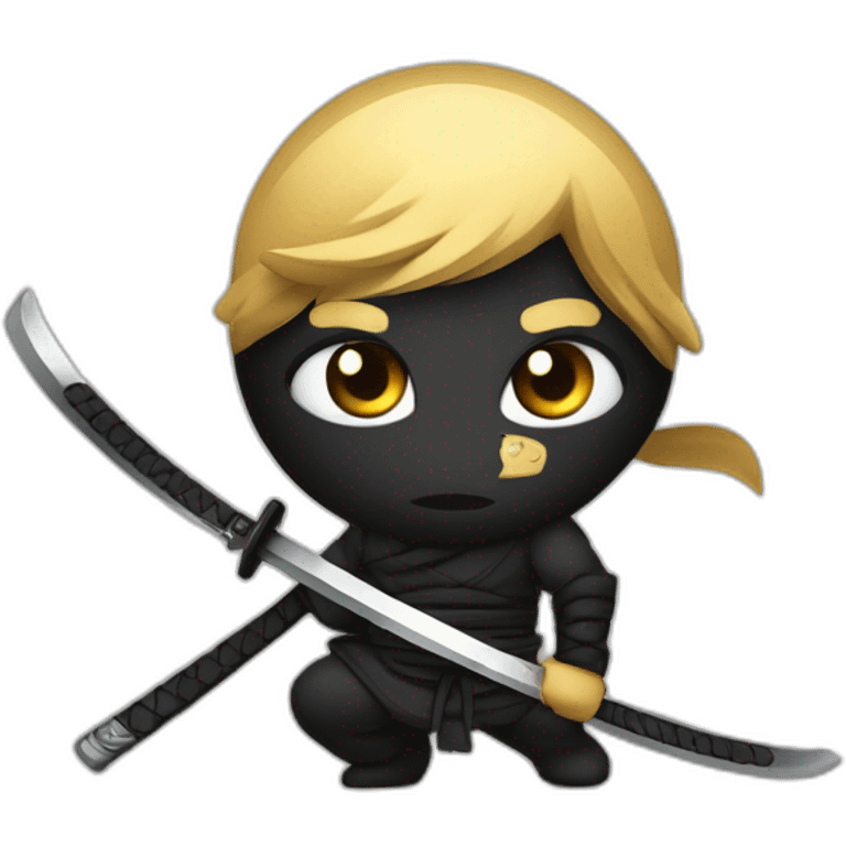 Ninja con tatuajes en el cuello y una katana en la espalda emoji