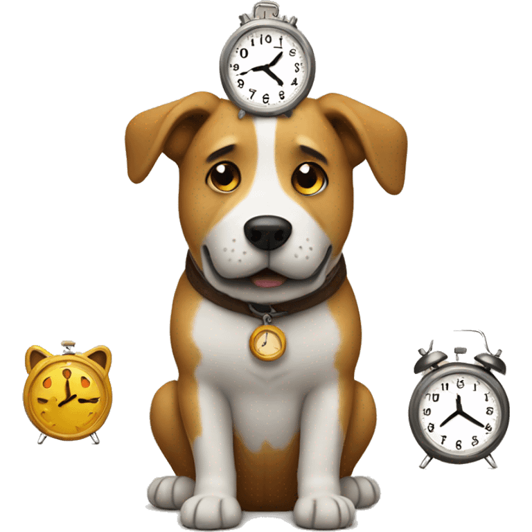 this is fine dog with clocks emoji