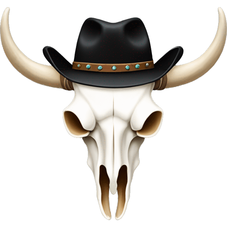 Longhorn cow skull black cowboy hat with horns  emoji