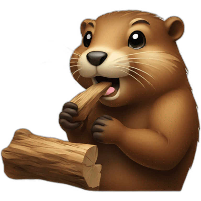 a beaver with a piece of wood in its mouth emoji