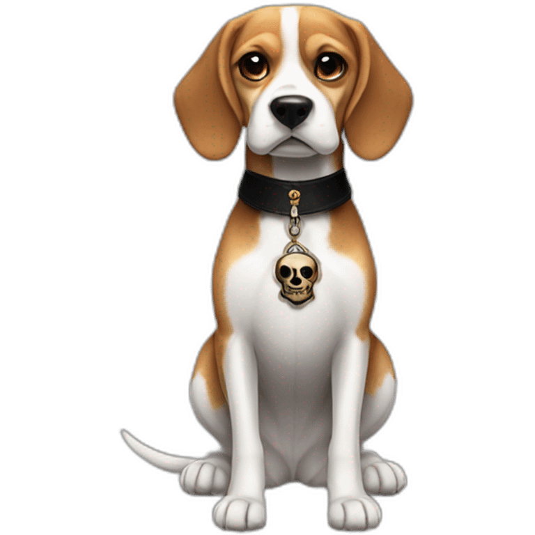 beagle with black collar and full dark skull medallion  emoji