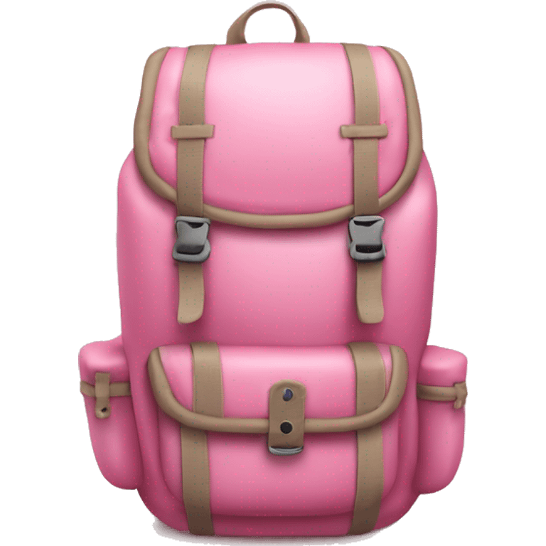 Realistic baby pink camping backpack isolated.  emoji