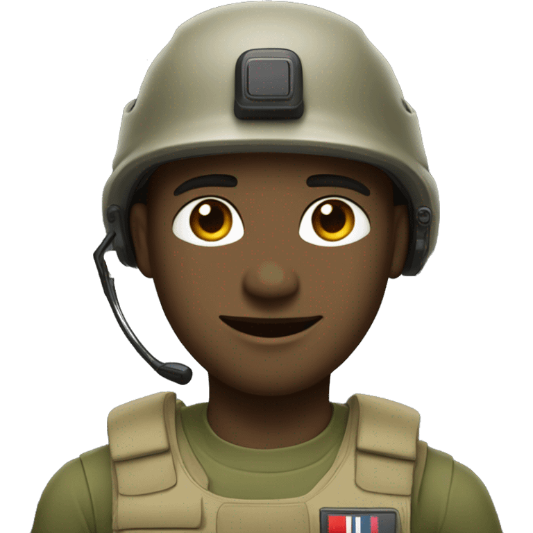 operator dressed in khaki color with a milatary helmet, without glasses, without headset, preferably male emoji