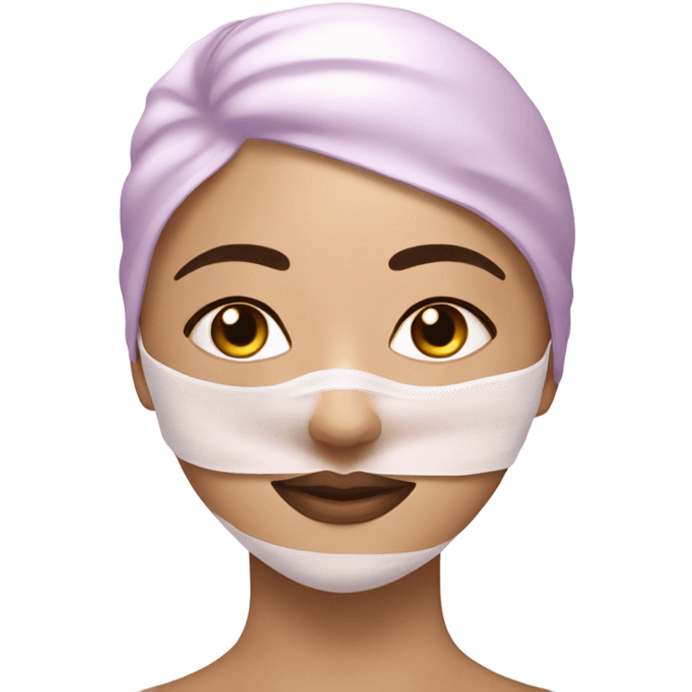 Lady with light pueple face mask spa beauty full face relaxing emoji