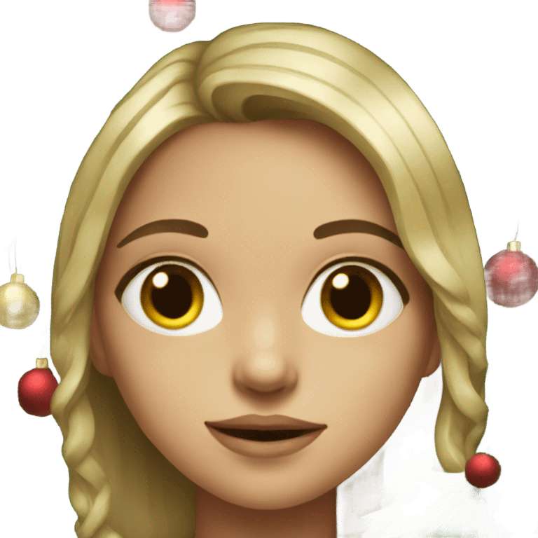 realistic portrait of girl with Christmas tree  emoji