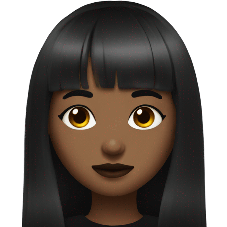 Brown skin goth girl with bangs emoji