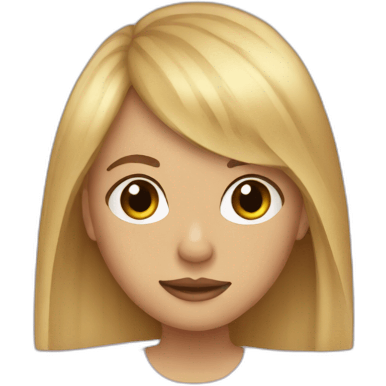 Brown long hair blonde girl with curtain bangs emoji