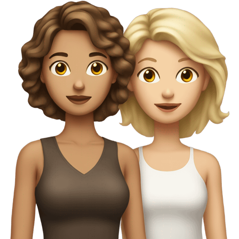 Brown hair with blonde highlights mom and brunette daughter  emoji