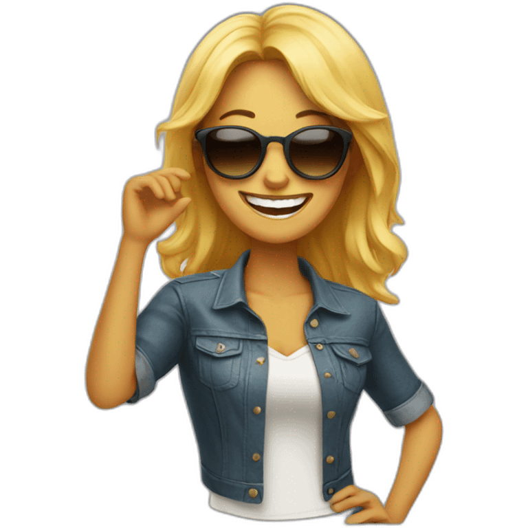 laughing woman with sunglasses emoji