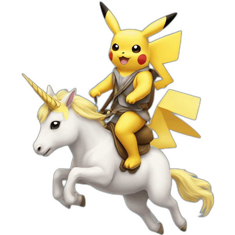 Pikachu riding a unicorn emoji