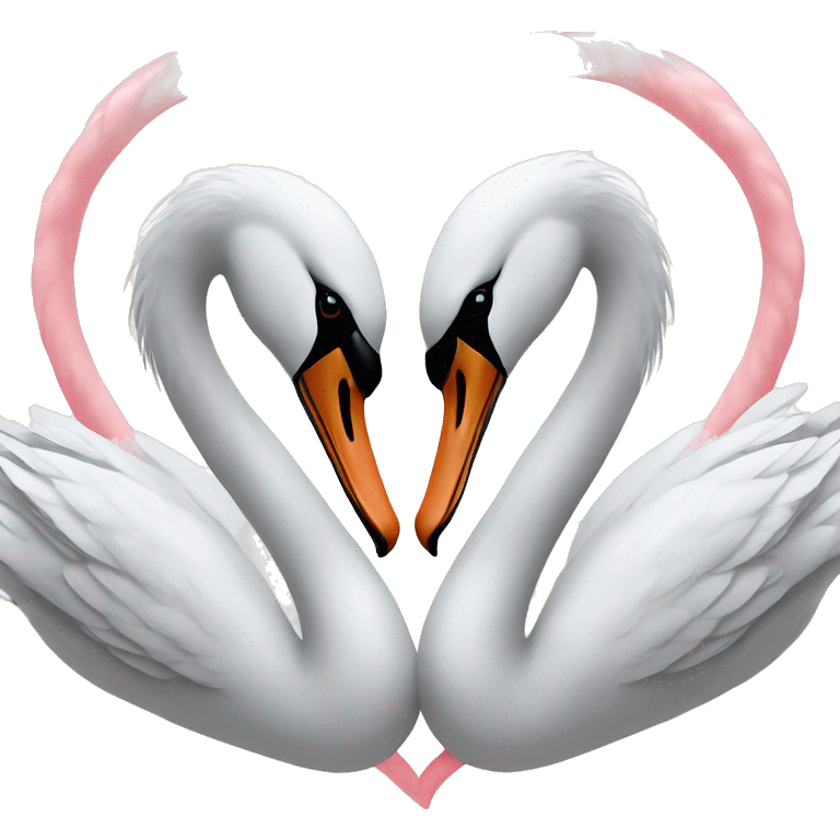 two swans acing each other forming a heart emoji