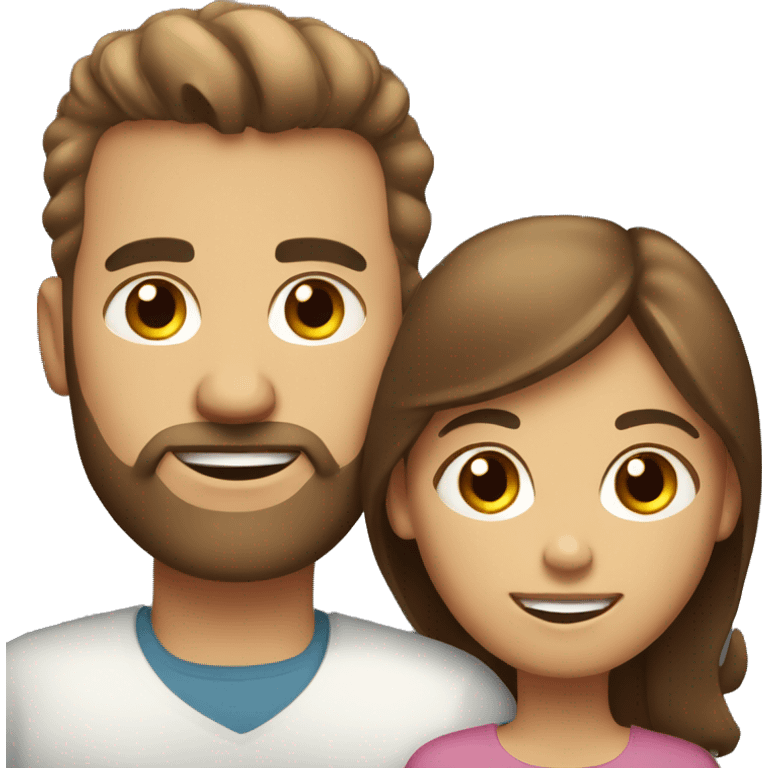 White family, brown hair, brown eyes, dad, mom and daughter emoji