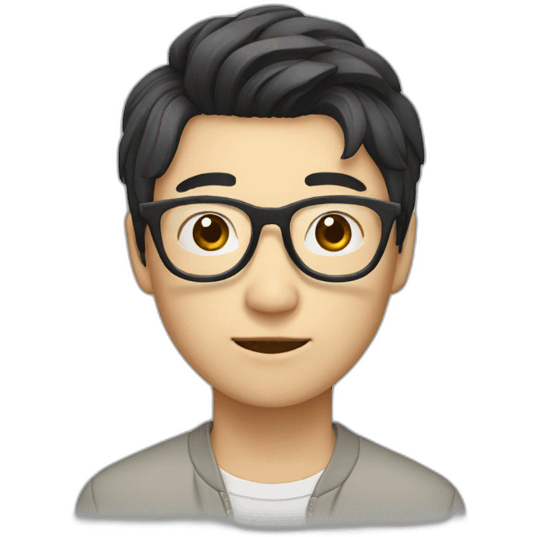 korean guy with glasses and curtain hairstyle emoji