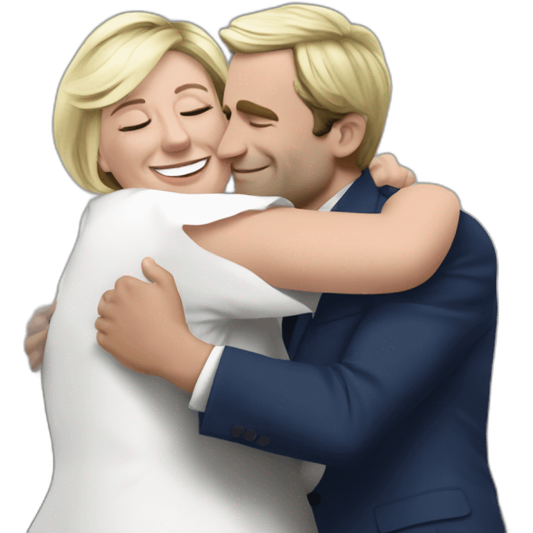 Emanuel Macron hug Marine Le Pen emoji