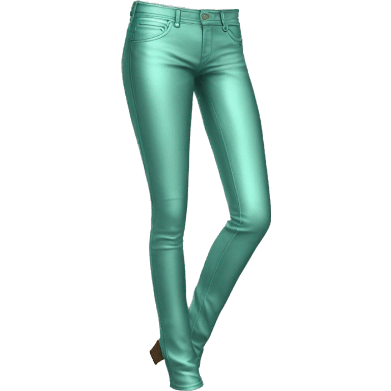 Realistic isolated side view of a metallic mint green jegging pants. emoji