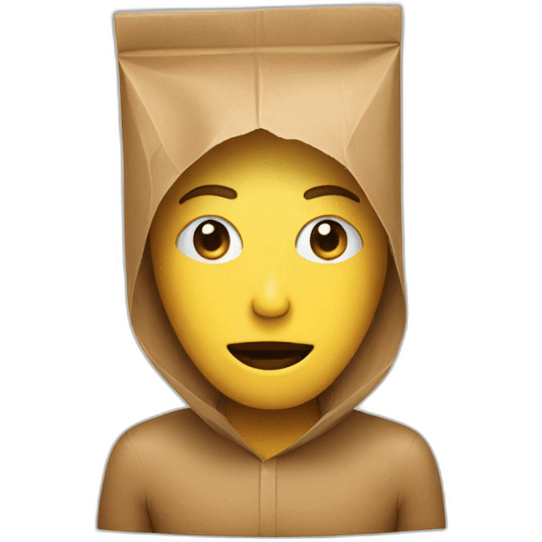 a person covering their head with a paper bag emoji