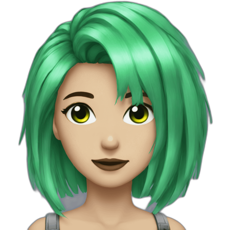 egirl twitch black green hair emoji