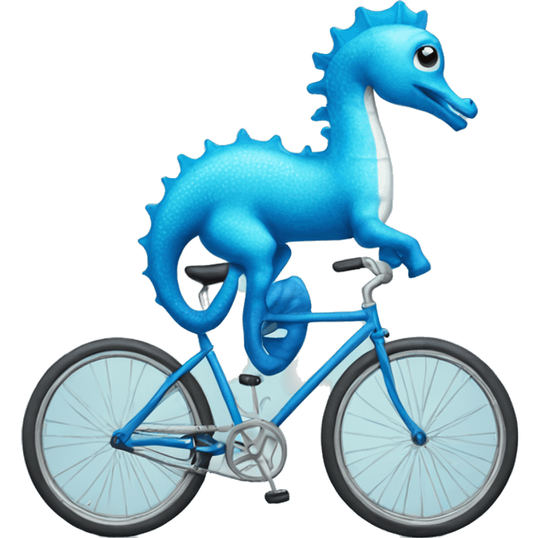 Blue seahorse riding a bicycle  emoji